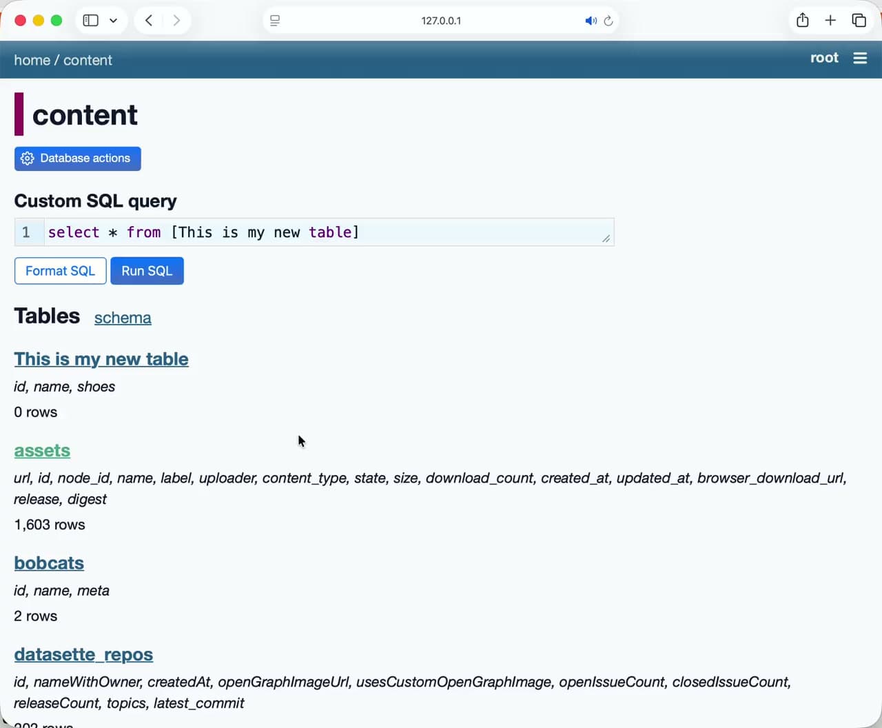 Datasette 1.0a35 : créer et modifier des tables sans SQL