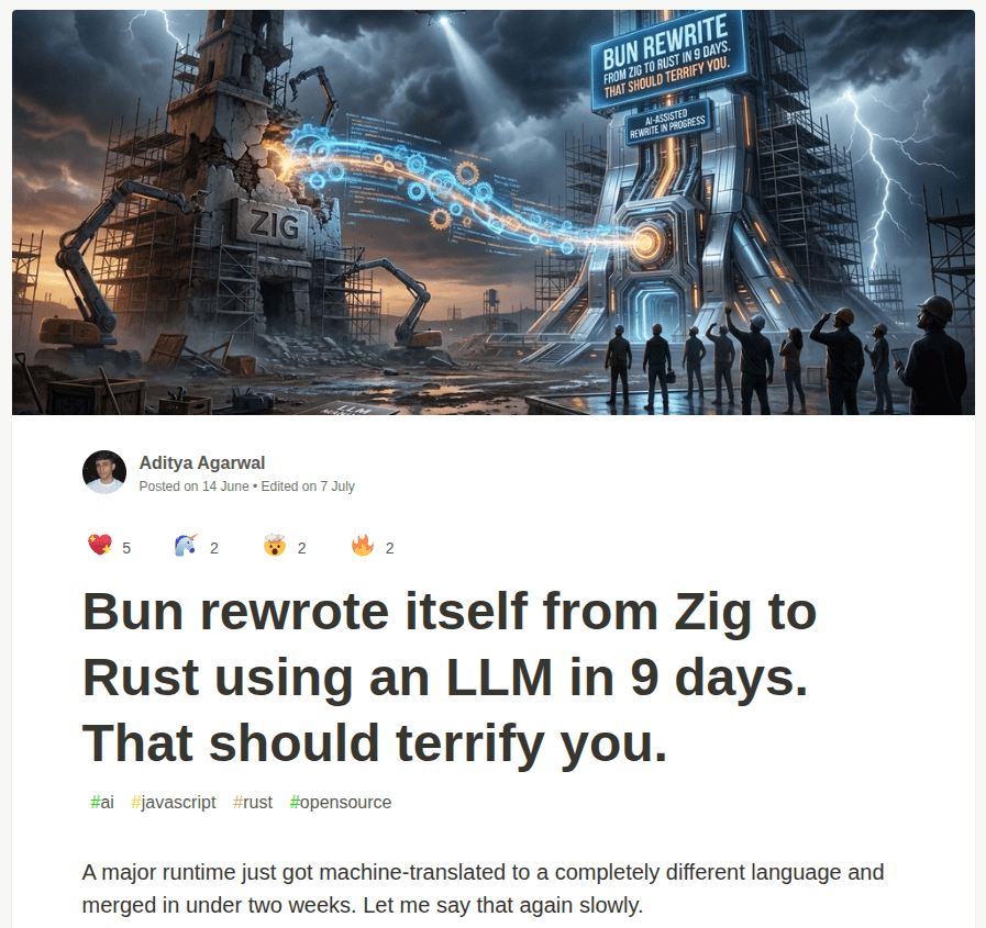 Bun en Rust : la réécriture à 165k$ qui coûte bien plus cher